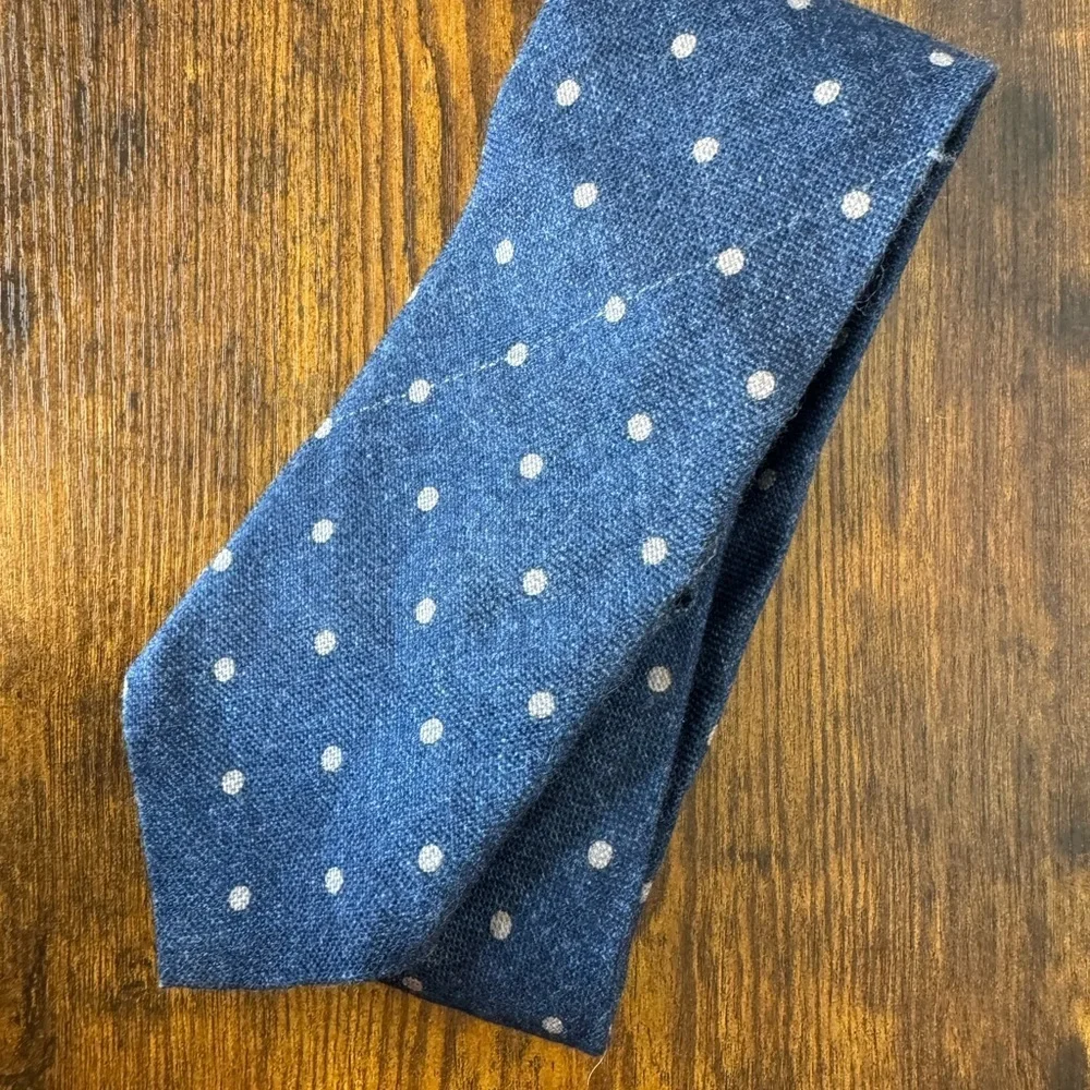 Italio Ferretti Men’ Navy Blue Polka Dot Wool Tie